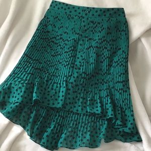 BCBGeneration Polka Dot Pleated Hi-low Skirt XXS